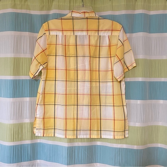 Vintage Plaid Button Down Short Sleeve Blouse Sz 10 - Picture 4 of 7